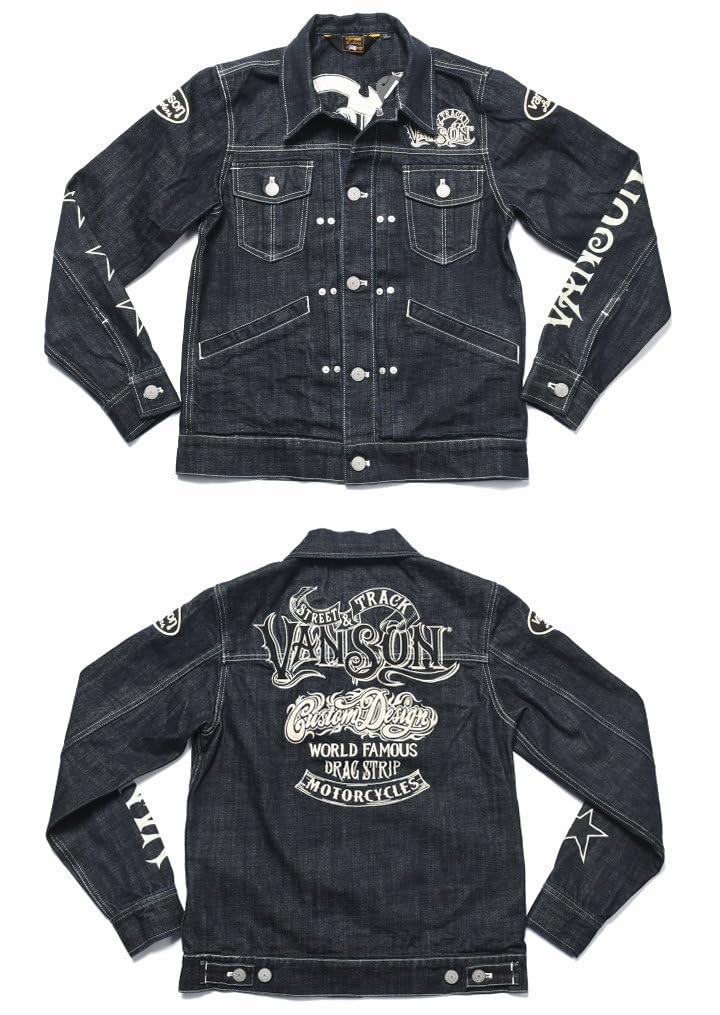 By Our Jeans Custom Design Logo Embroidery Patch Denim Jacket Dark Indigo [Banson] [Custom-ordered Store] & JFV-2302-INDIGO-B (JP, Alphabet, S, (B))