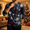 Men's Long Sleeve Christmas Print Shirt for Holiday Party Casual Daily Wear