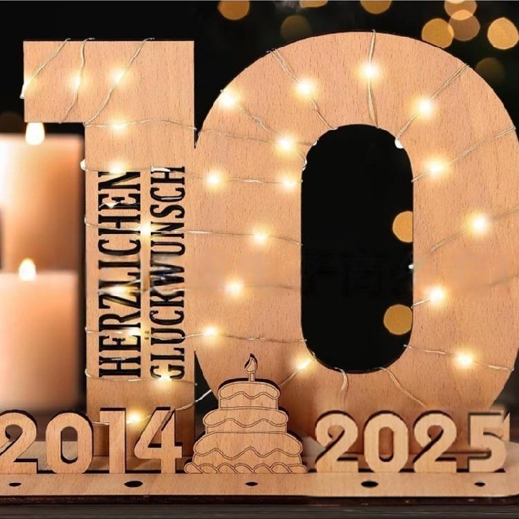 Elegant Wooden Number Figurine with LED Light String Stand for Birthday and Wedding Wood Sign Guest Book DIY Art Crafts