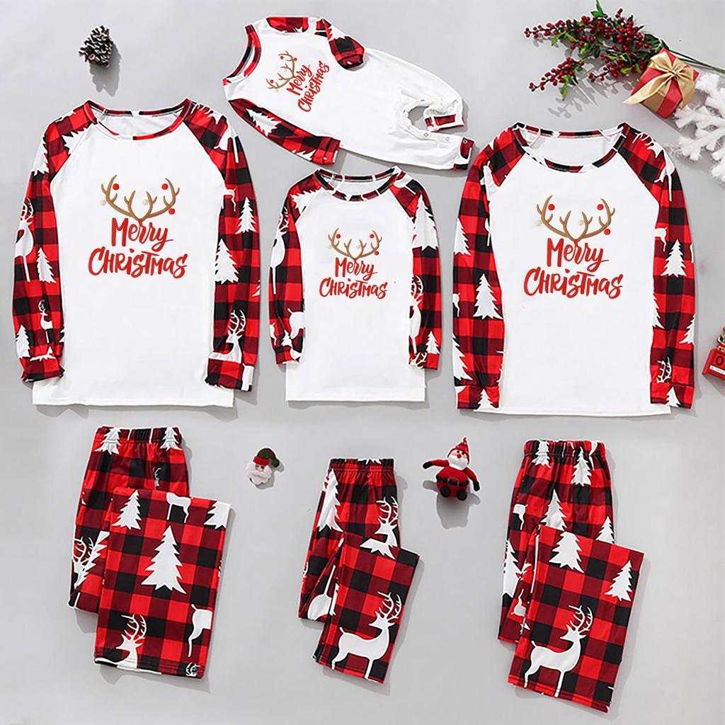 Christmas Family Matching Festive Xmas Pajamas Sets Holiday Pjs for Boys and Girls