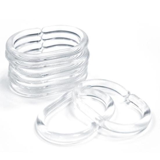 5 Boxen transparente Kunststoff-Duschvorhang-Hakenringe, glatt gleitende C-förmige Haken für Badezimmer und Badewanne