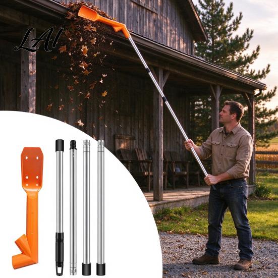 Multi Section Cleaning Pole No-Climb Gutter Tool Ground-Level Cleaner with 45-Degree & 120-Degree Multi-Angle Head High Reach from The Ground