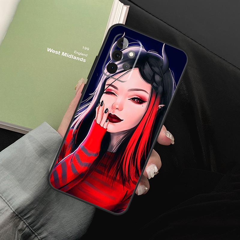 Esthetische Duivel Vrouw Slecht Meisje Voor Samsung Galaxy A55 A35 A53 A33 A13 A15 A36 A56 A26 A16 A22 A32 A52 A54 A34 A05 A06 Hoesje