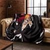 Anime Bleach Kurosaki Ichigo Cartoon Flannel Blanket Soft Warm Blanket Throw Blanket for Bedroom Living Room Bed Travel Picnic