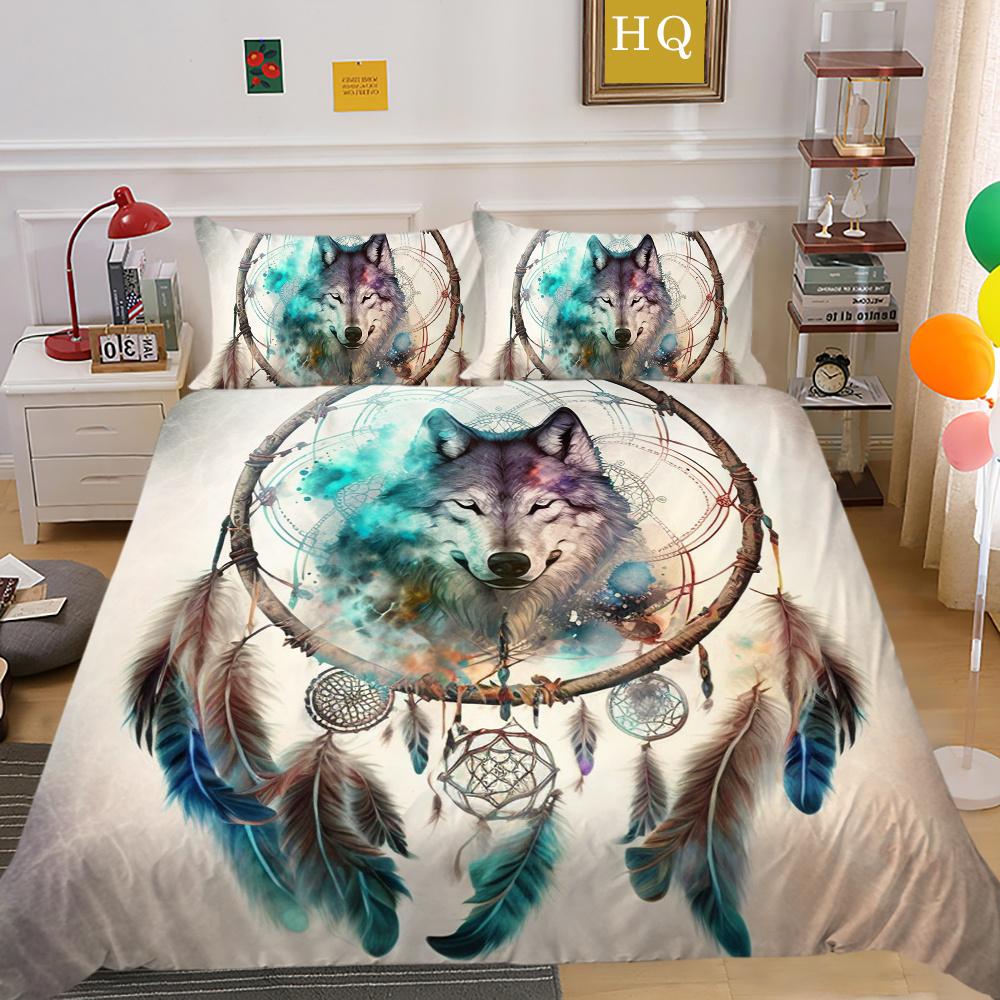 3D Wolf Printing Comforter Cover Set Double Size Microfiber Bedspreads Boy Teen Fashion Home Textiles