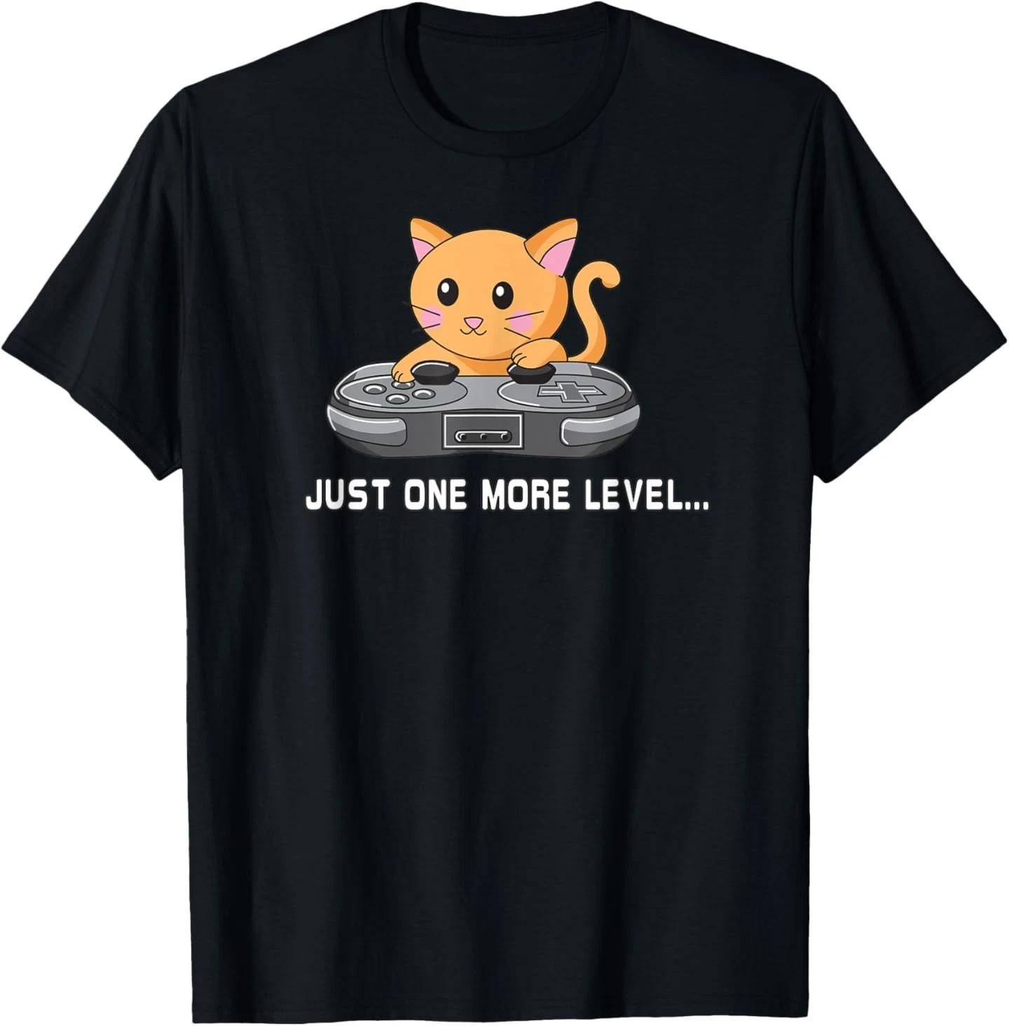 Just one more level playing cat funny gaming night cute T-Shirt 3XL