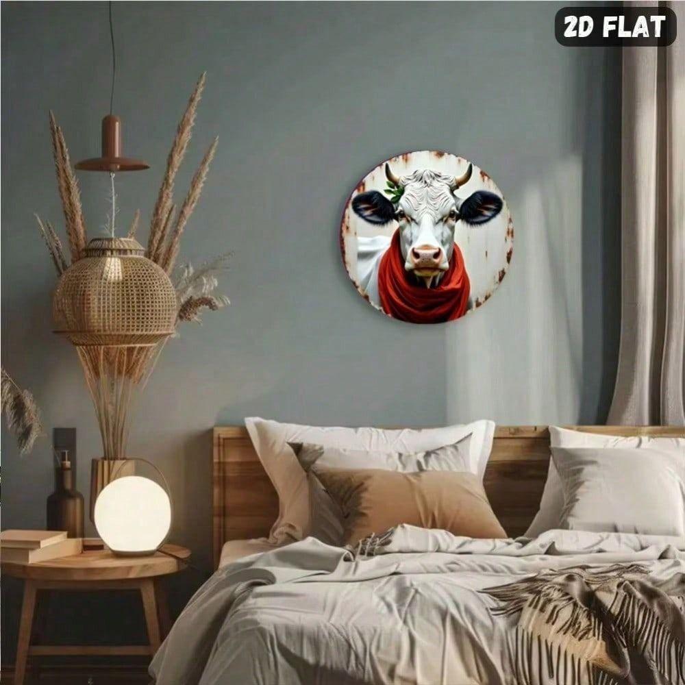 Roter Schal Kuh Metallwandposter Aluminium Kunst Geschenk