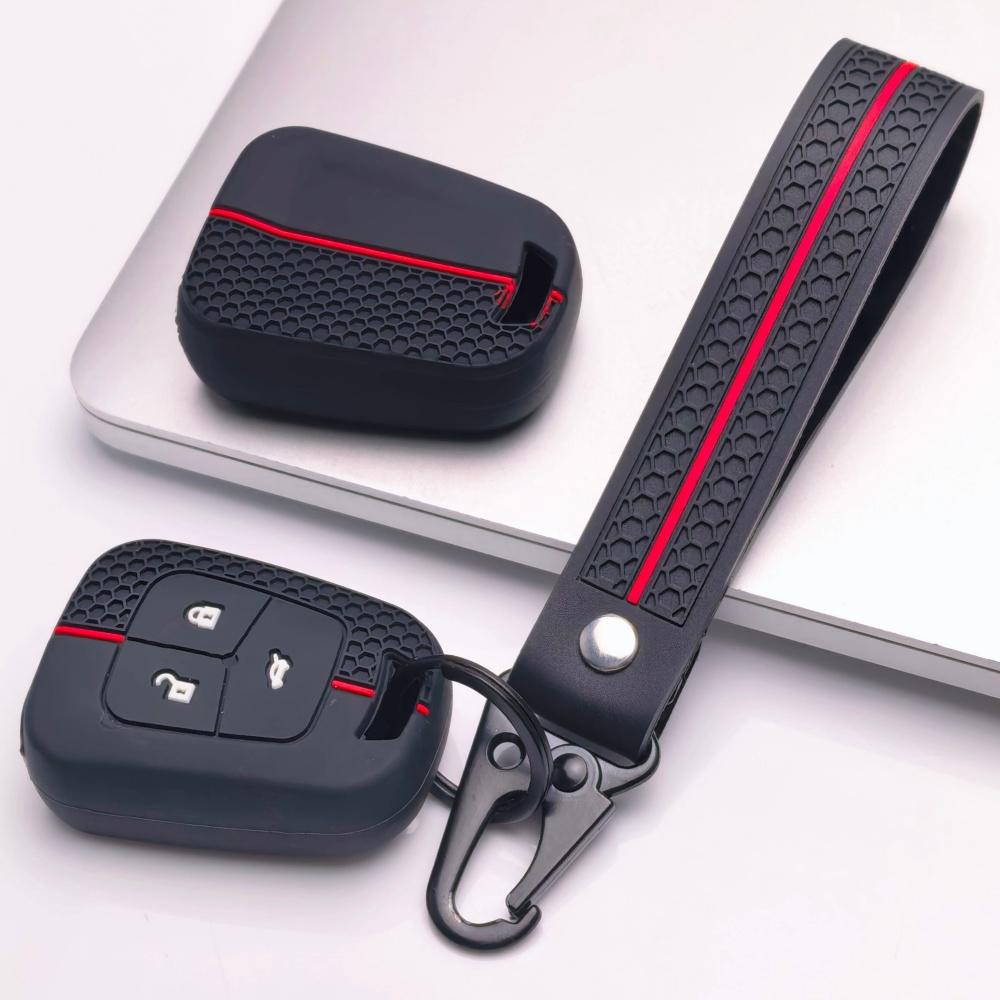 Silicone Key Fob Cover with Keychain for Chevrolet Cruze Aveo Orlando Captiva Spark for Opel Astra J Insignia Corsa D/E Antara Zafira Mokka, 3-button
