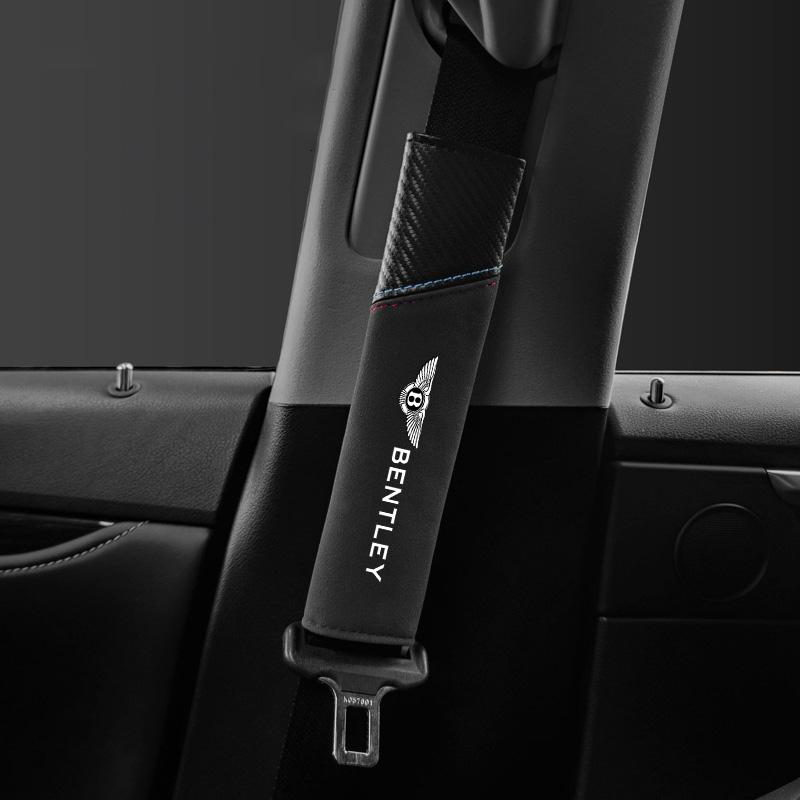 2Pcs Suede Leather Car Seat Belt Cover Safety Belts Protection Pads For New Bentley Flying Spur Continental GT Bentayga Mulsanne