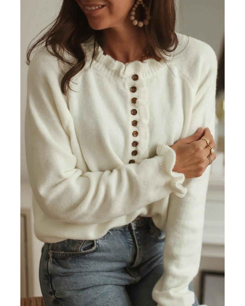 Azura Exchange Pulover din tricot cu volante