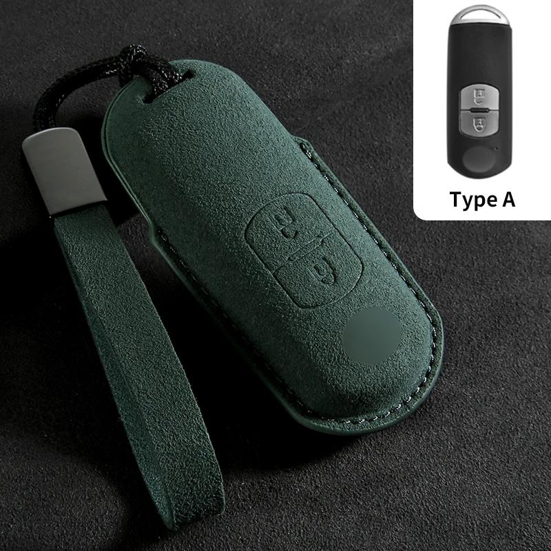 Interior Mouldings 2/3 Buttons Suede Car Remote Key Case Cover Shell For Mazda 2 3 6 Axela Atenza CX-5 CX5 CX-3 CX-7 CX8 CX-9 20