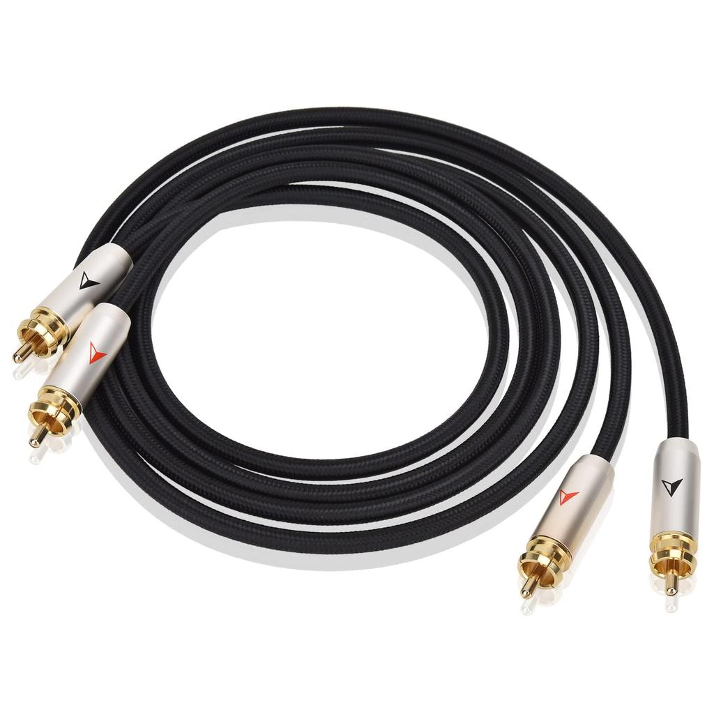 LCYOUTH 2RCA Męski do 2RCA Męski RCA Audio 24k Czysta Miedź Nylon HiFi Dźwięk Kompatybilny z Kablem CD AV do Gier, Stereo, Złocone Złącza, Pleciony,