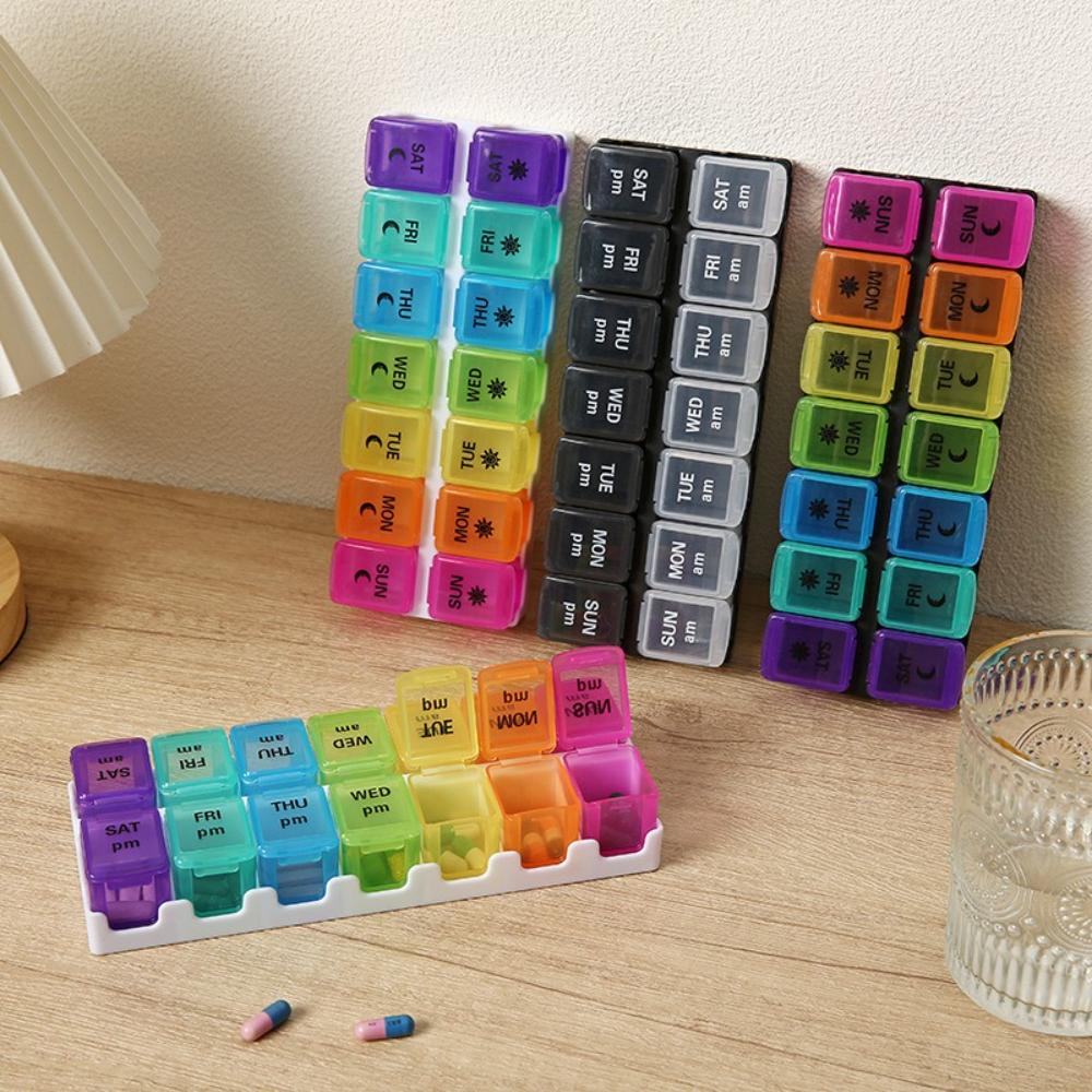 New Hot Weekly Large 14 Grids Pill Case Box Removable Storage Box for 7 Days A Week, Pill Dispenser, Medicine,Vitamins,fish Oils