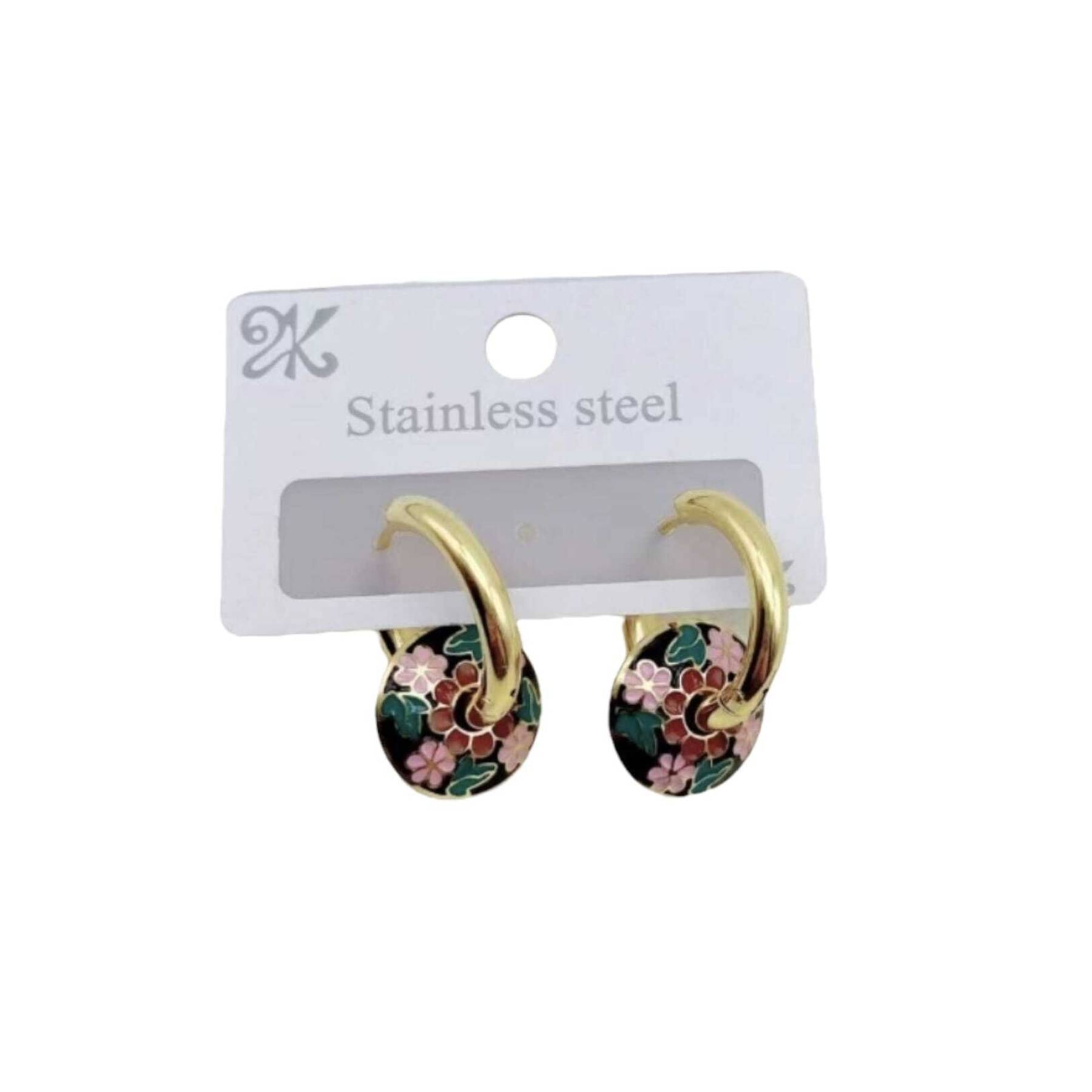

Enamel Donut Steel Ring Earring