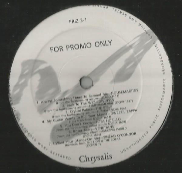 

12inch Record VARIOUS For Promo Only FRIZ3 Chrysalis 1987 UK World Music Used