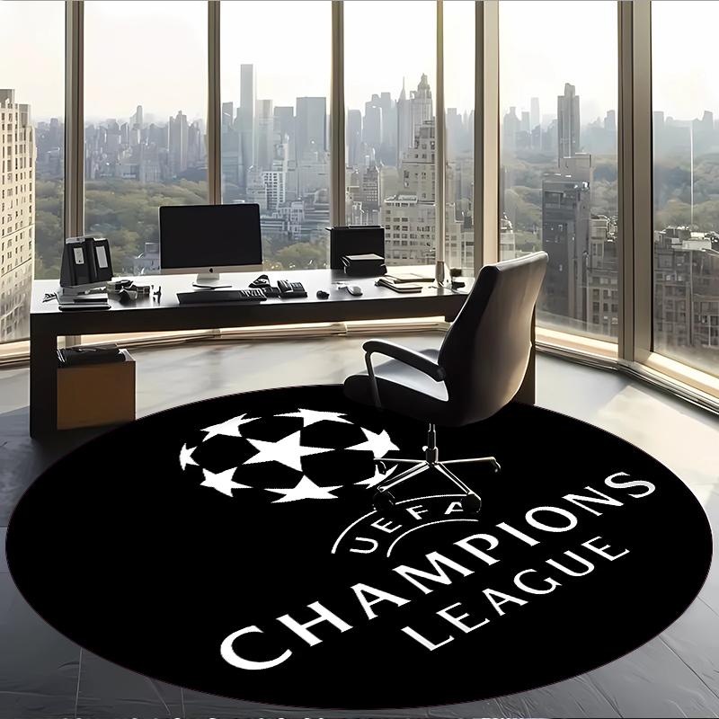 Uefa Champions (1) Round Office Rug Decorative Floor Rug for Office Bedroom Living Room and Home Space