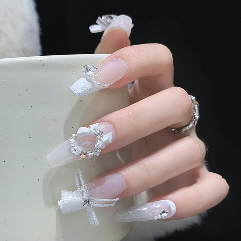 10Pcs Organza Ribbon Bow Nail Charms 3D Decoration Bows Knot  Korean Nail Parts Manicure Jewelry Kawaii Accessories