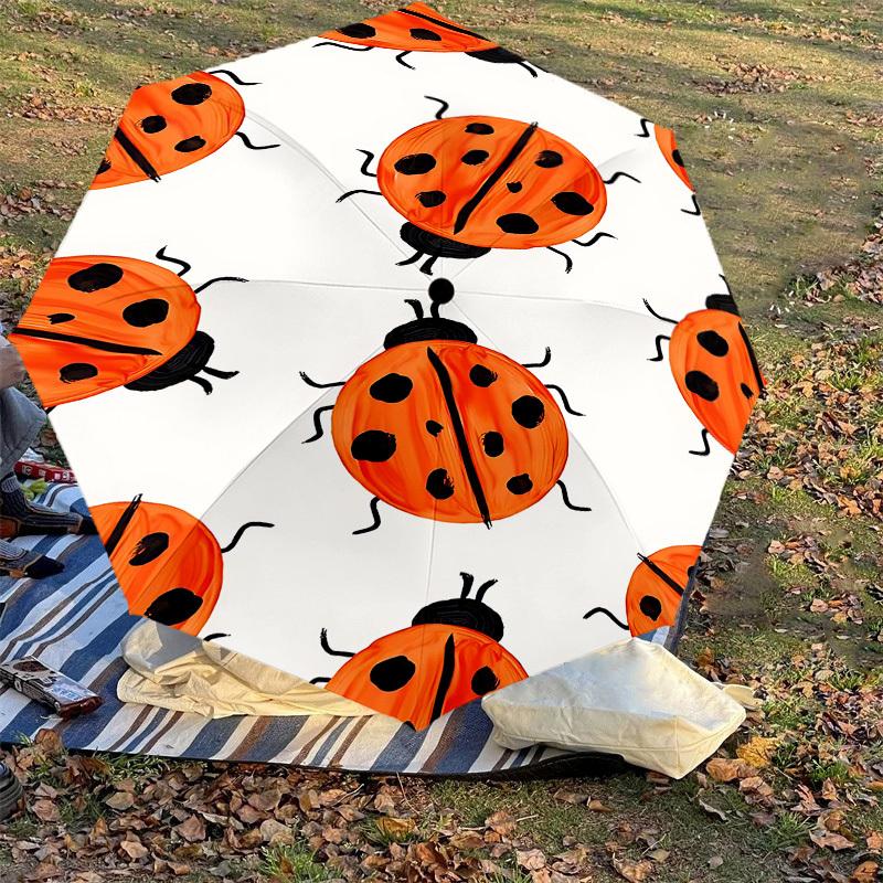 1Pz Ombrello Coccinella - 8 Stecche Rinforzate, Apertura Automatica, Leggero e Resistente, Carino Accessorio di Moda per Esterno, Spiaggia o Uso Quotidiano, Ombrello da Spiaggia