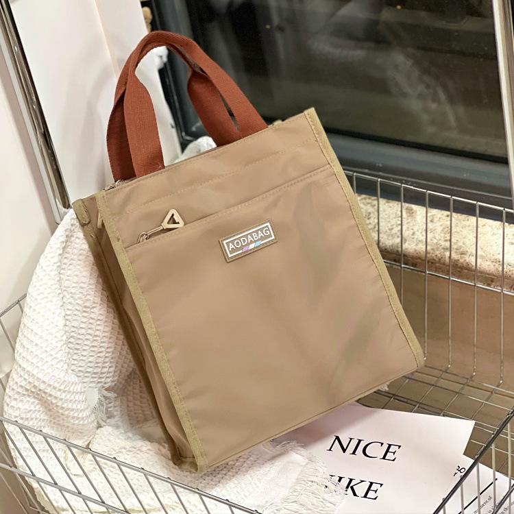 New large contrasting color portable lunch box bag, student carry bento bag at work, make-up bag, file bag, hand carry mommy