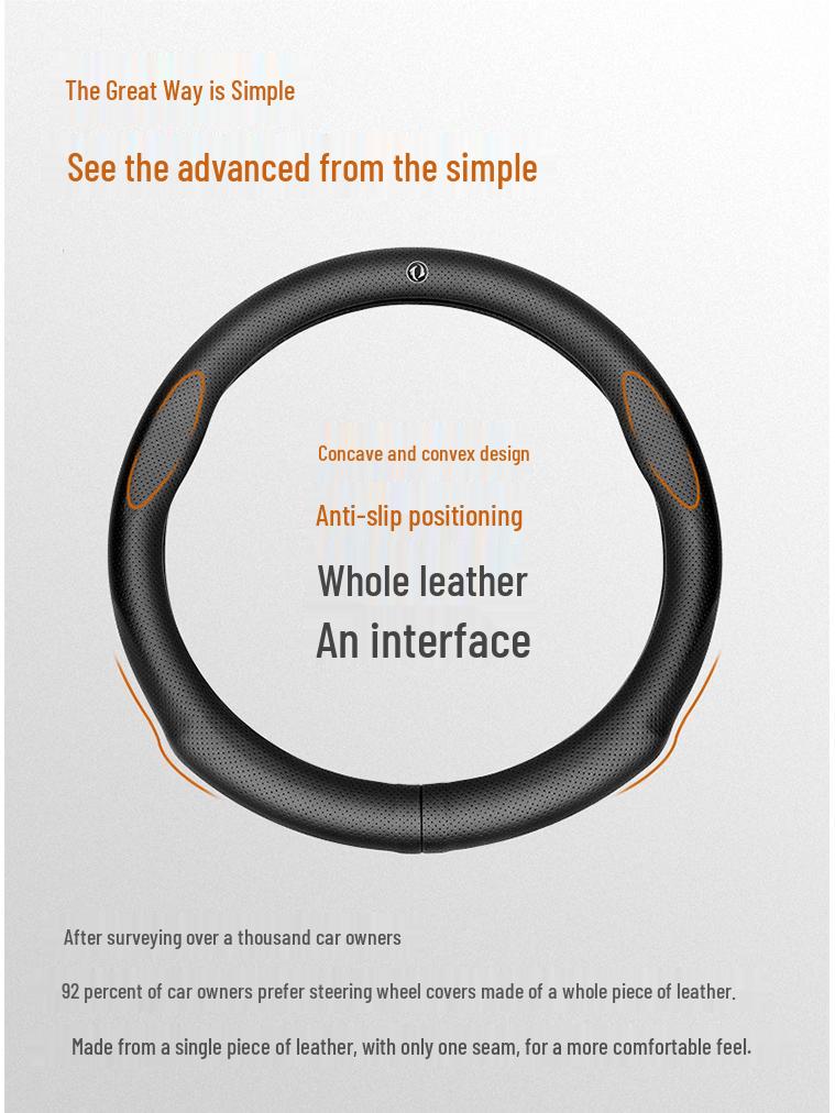 Genuine Leather Steering Wheel Cover for Dongfeng Fengxing S500 - Ultra-thin, Sweat-absorbent, Non-slip, Four Seasons Universal Fit