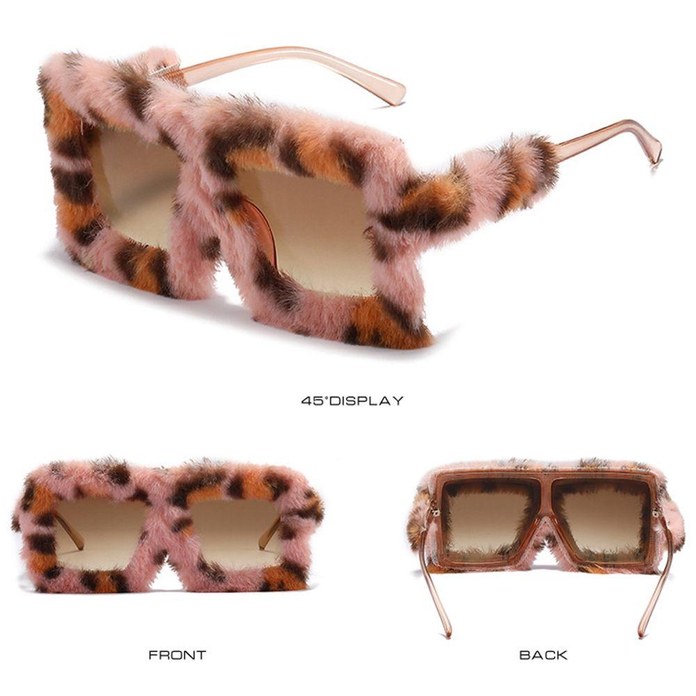 UV400 Ladies Shades Square Frame Soft Fur Ladies Sexy Shades Plush Sunglasses Punk Sun Glasses