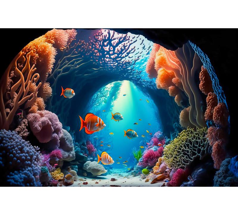 Underwater World Fish Coral Aquarium Theme Photography Backdrop, Children's Birthday Party, Home Decoration Photography Backdrop