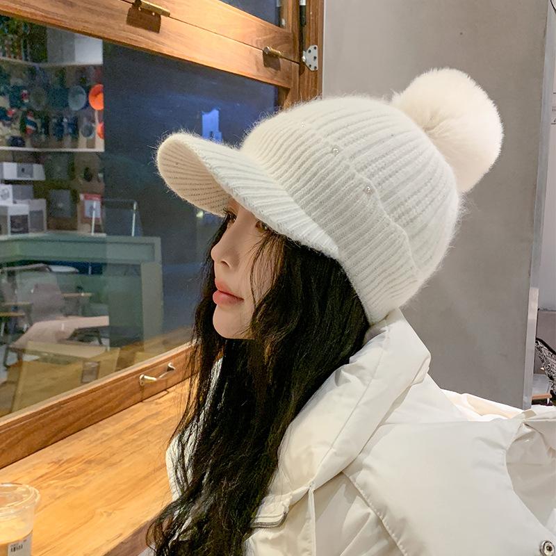 Women's Knitted Hat Warm Ear Protection Autumn and Winter Solid Color New Knitted Hat