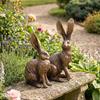 Aged Antique Bronze Long-Eared Rabbit Ornament for Garden and Photos