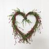 Valentine Heart Shaped Wreath Artificial Red Berries Rattan Wreath for Front Door Window Home Decor