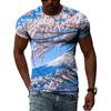 Romantický příběh o třešňových květech Originální 3D Harajuku Streetwear Potištěné Pánské a Dámské Krásné Tričko s Krátkým Rukávem a Kulatým Výstřihem