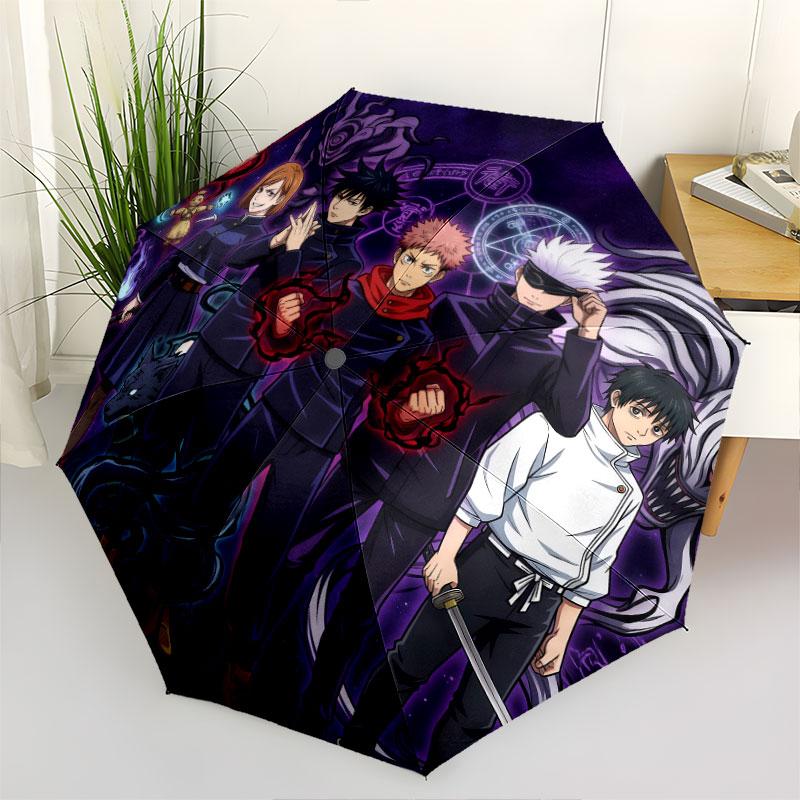 1 PC Automatic Folding Umbrella - Jujutsu Kaisen Pattern Portable Foldable Design With 8 Ribs Christmas Birthday Gifts