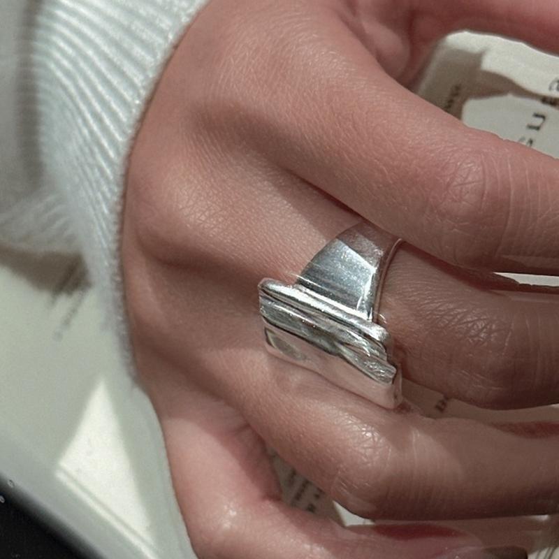 1pc Irregular Matte Squares Rings for Women Couples Minimalist Anniversary Jewelry Accessories Prevent Allergy