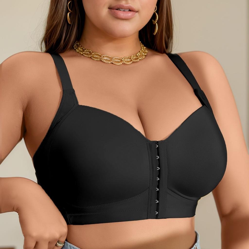 European and American Oversized Front-clasp Bra Without Steel Ring Comfortable Underwear for Running Shockproof and Gathered Beautiful Back Bra