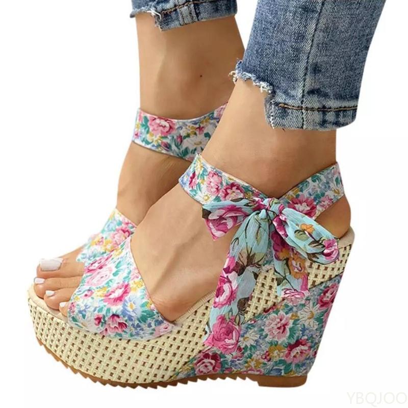 2025 Female Summer Sandals Lace Leisure Women Wedges Heeled Women Shoes Party Platform High Heels Shoes Woman Zapatos Mujer