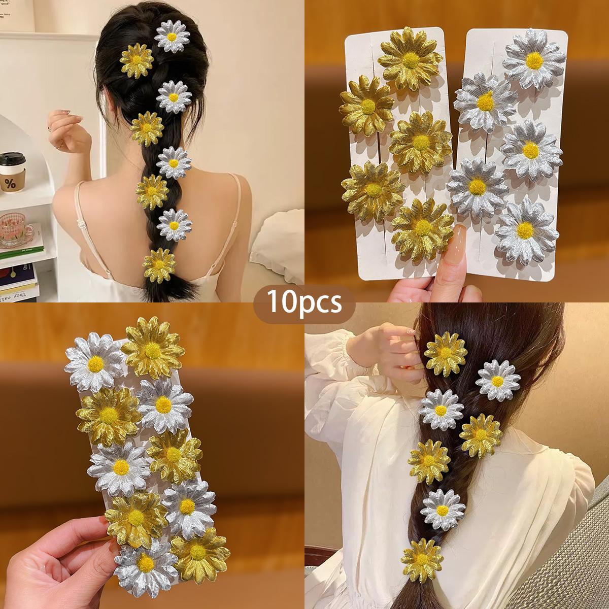 

10 gold and silver fashionable flower hair clips suitable for daily hair accessories