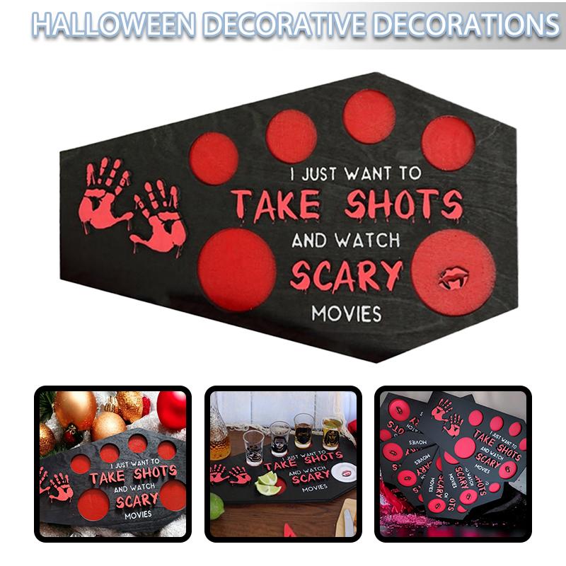 

Maijaibao Хэллоуин рюмки сервировочный поднос деревянный поднос держатель для стаканов доска для рюмок