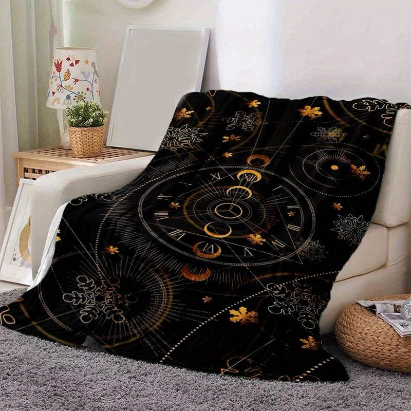 1pc Moon Printing Lightweight Flannel Blanket, Comfortable and Warm Blanket, for Camping Sofa Bed and Couch Office, Gift