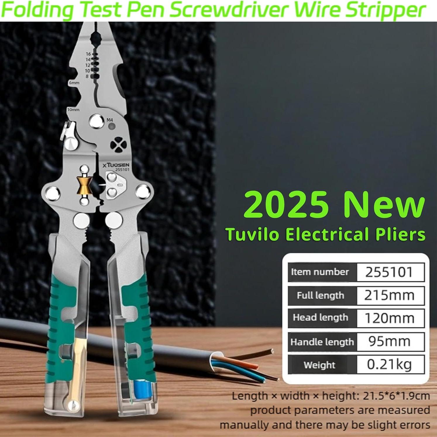 

Электрические плоскогубцы 8-в-1 с тестером напряжения, многофункциональный инструмент для зачистки и обжима проводов и измерения электричества, эргономичная рукоятка