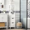Narrow Floor Cabinet, Bathroom Cabinet with 3 Drawers and 2 Open Shelves, 30W x 30D x 141.6Hcm, White