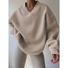 Elegant Fleece Top Women Pullover Regular Crew Neck Loose Fit Sweatshirt Casual Velvet Hoodie