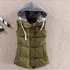 Autumn and Winter Cotton Vest Women's Vest Hooded Short Warm Vest