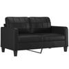 Vidaxl 2-Osobowa Sofa Z Poduszkami, Czarna, Sztuczna Skóra