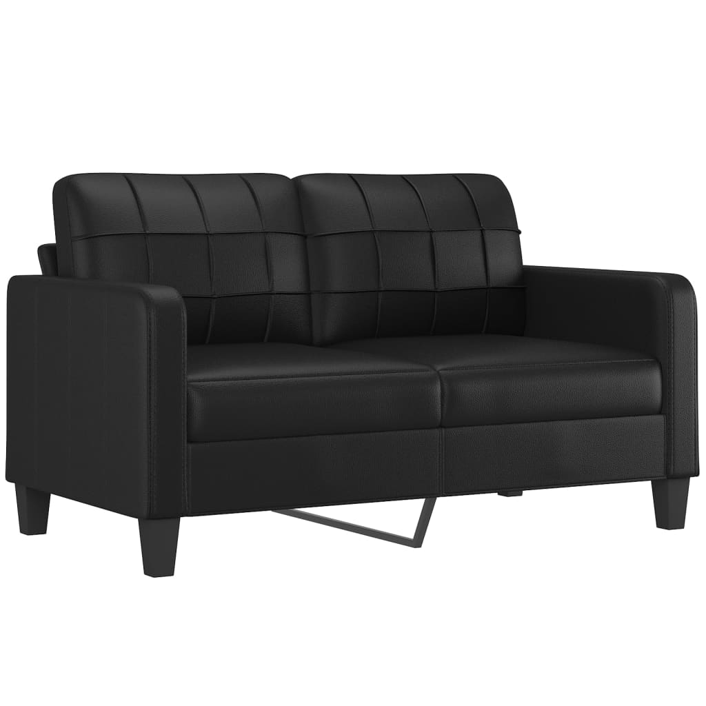 Vidaxl 2-Osobowa Sofa Z Poduszkami, Czarna, Sztuczna Skóra