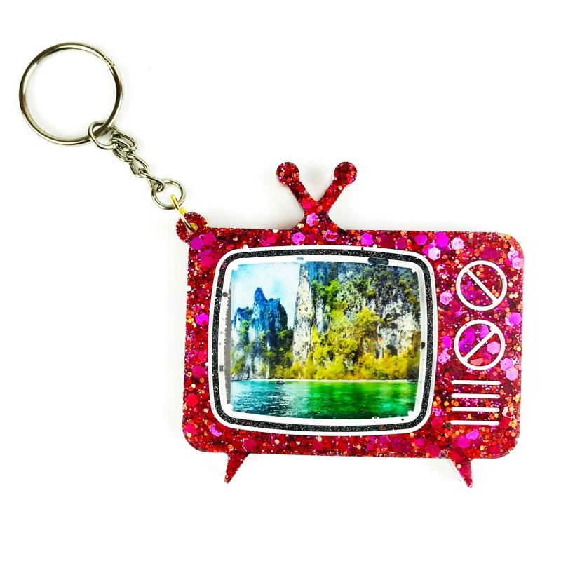 TV Photo Frame Keychain Silicone TV Keychain Charms Epoxy Resin Molds 2 Mini Pendant Mold with Hole Set