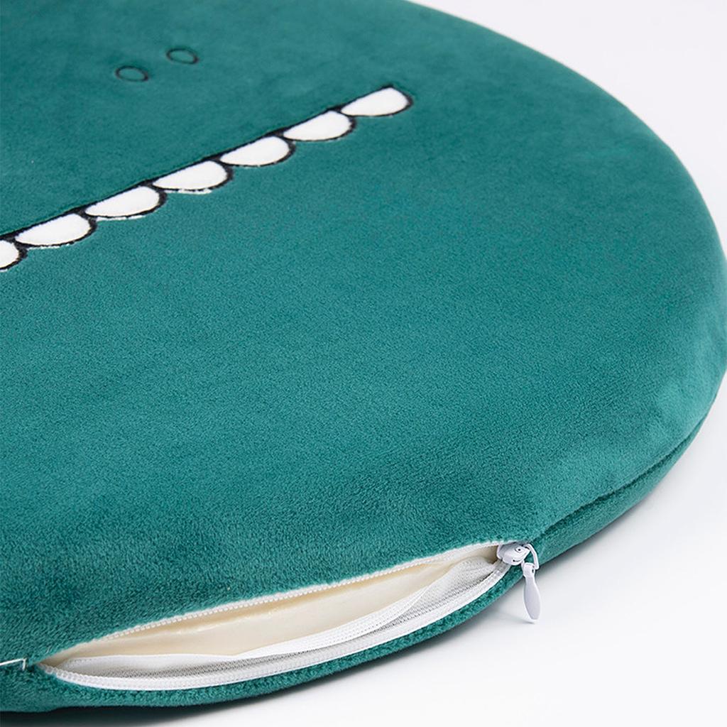 Memory Cotton Cushion Round Cute Dinosaur Shaped Soft Removable Cover Cushion Green 40 x 40 x 4.5cm