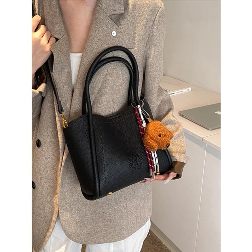 Модные женские маленькие сумки-ведра Классический дизайн с застежкой-защелкой из мягкой — фото 3