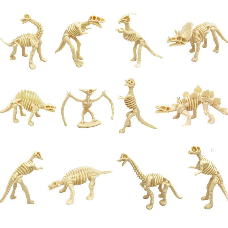 12 stk/sett Dinosaurer Skjelettmodell Arkeologi leker Tyrannosaurus rex Skrivebordsornament Hjemmedekor for Barn Gave
