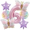 7 Pcs Pink Butterfly Balloon Set Shower Anniversary Decoration Foil Number Balloon 32 Inch Birthday Party Wedding Balloons Gift