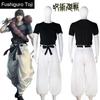 Costume Cosplay Anime Toji Fushiguro Parrucca Uniforme Uccisore di Stregoni con Accessori Top Pantaloni Completo Costume di Halloween Scarpe per Donna Uomo