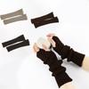 A Pair Women Knitted Warm Half Gloves Autumn Winter Fingerless Gloves Girls Solid Color Wrist Protection Arm Warmers